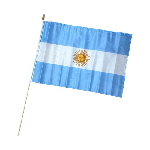 Banderita Argentina De Tela Mastil de Madera 30 x 45cm x1u