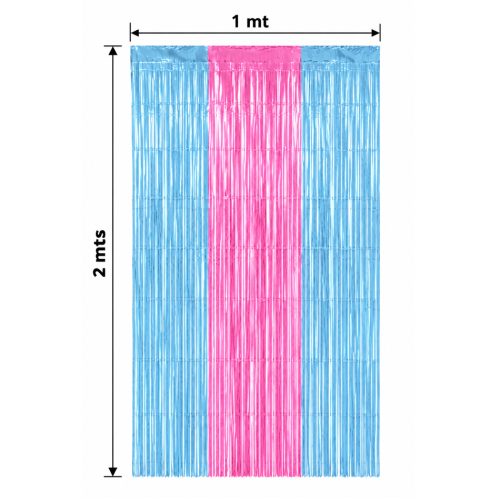 Cortina Lluvia Metalizada Bicolor Turquesa y Fucsia 2 x 1 Mts