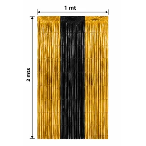 Cortina Lluvia Metalizada Bicolor Dorado y Negro 2 x 1 Mts