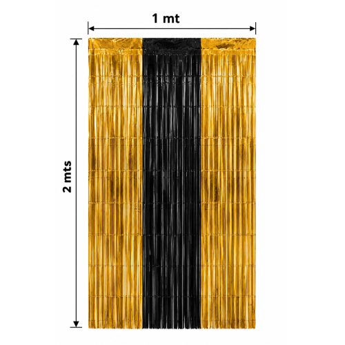 Cortina Lluvia Metalizada Bicolor Dorado y Negro 2 x 1 Mts