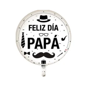 Globo Metalizado Feliz Dia Papa Redondo x1 Unidad