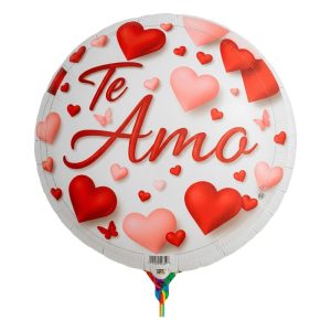 Globo Redondo Inflable Te Amo Corazones y Mariposas 56 cm