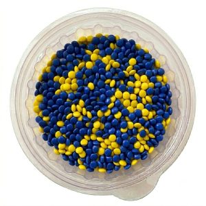 Confite Mini Lenteja Chocolate Color Azul y Amarillo x200g