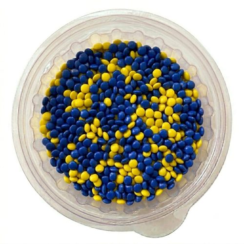 Confite Mini Lenteja Chocolate Color Azul y Amarillo x200g