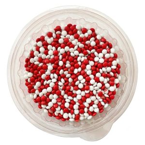Confite Mini Lenteja Chocolate Color Rojo y Blanco x200g