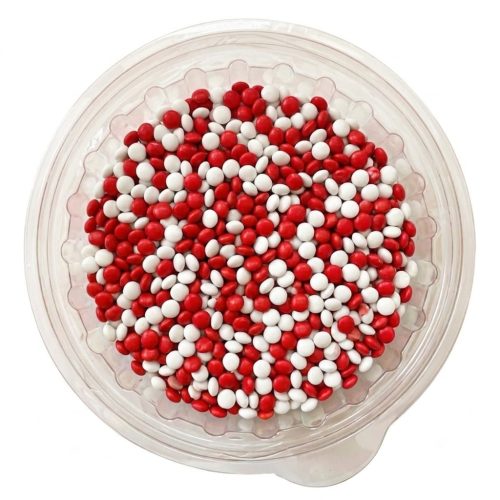 Confite Mini Lenteja Chocolate Color Rojo y Blanco x200g