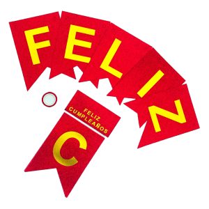 Banderin Feliz Cumpleaños Gibreado Rojo