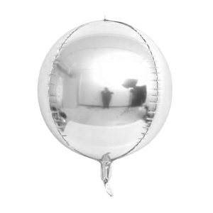 Globo Metalizado Plateado Redondo 25 Cm