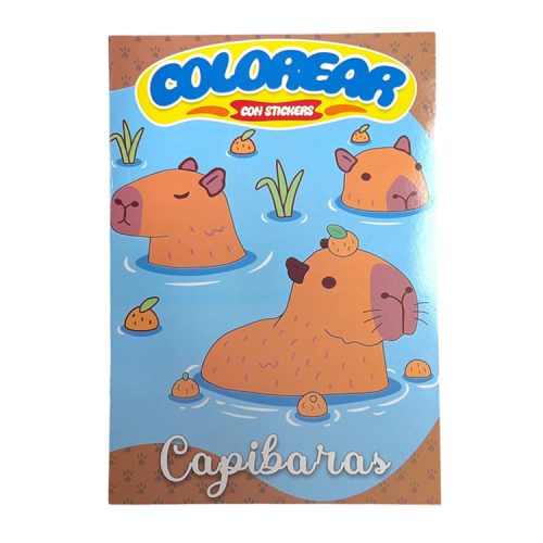Libritos para Colorear Con Stickers Modelo Capibara