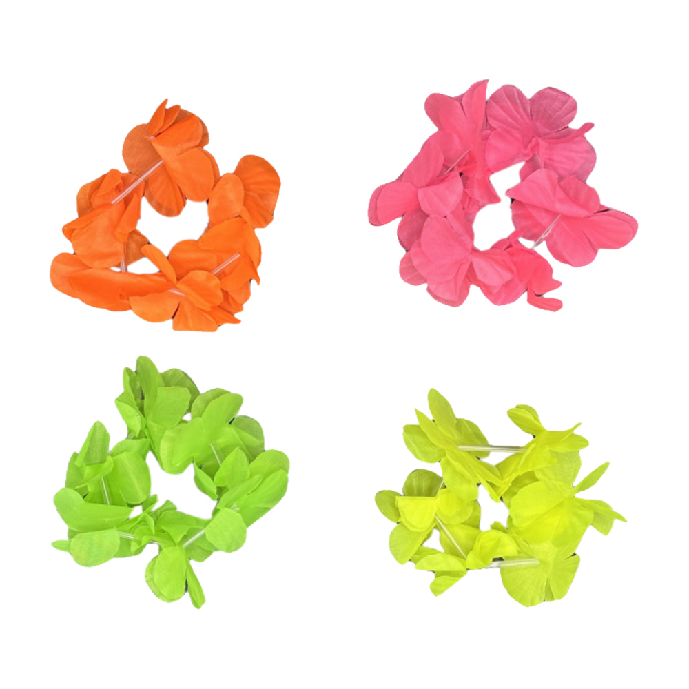 Pulsera con Flores Fluo Lisas Elástica (Colores Surtidos) x1 Unidad