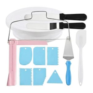 Set de Pasteleria Decorativo Con Cortador y Bandeja Giratoria 13 piezas