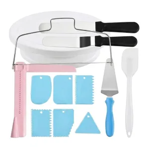 Set de Pasteleria Decorativo Con Cortador y Bandeja Giratoria 13 piezas