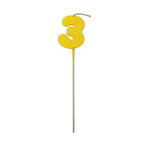 Pinche Vela Gibre Goma Eva Numero 3 Amarillo TKS x1 Unidad