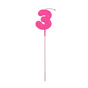 Pinche Vela Gibre Goma Eva Numero 3 Fucsia TKS x1 Unidad