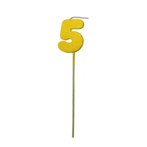 Pinche Vela Gibre Goma Eva Numero 5 Amarillo TKS x1 Unidad