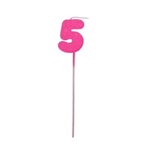 Pinche Vela Gibre Goma Eva Numero 5 Fucsia TKS x1 Unidad