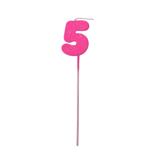 Pinche Vela Gibre Goma Eva Numero 5 Fucsia TKS x1 Unidad