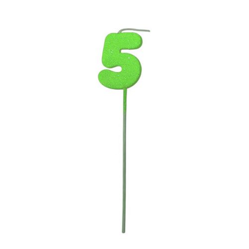 Pinche Vela Gibre Goma Eva Numero 5 Verde TKS x1 Unidad