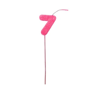 Pinche Vela Gibre Goma Eva Numero 7 Fucsia TKS x1 Unidad