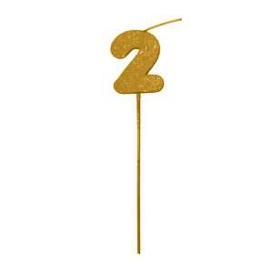 Pinche Vela Gibre Goma Eva Numero 2 Dorado TKS x1 Unidad