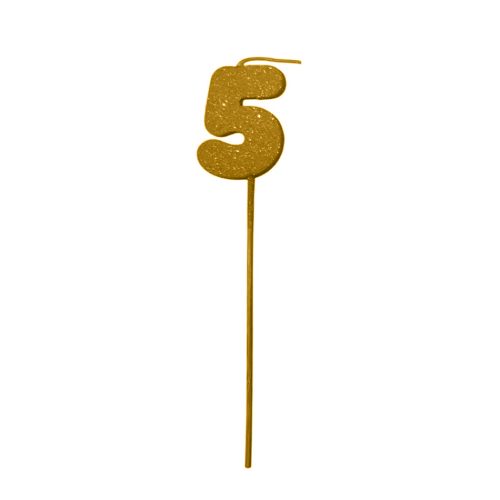 Pinche Vela Gibre Goma Eva Numero 5 Dorado TKS x1 Unidad