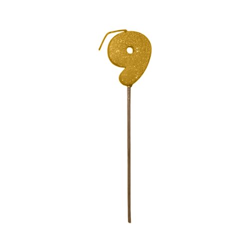 Pinche Vela Gibre Goma Eva Numero 9 Dorado TKS x1 Unidad