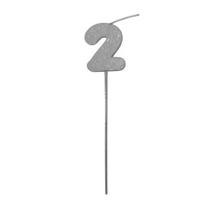 Pinche Vela Gibre Goma Eva Numero 2 Plateado TKS x1 Unidad