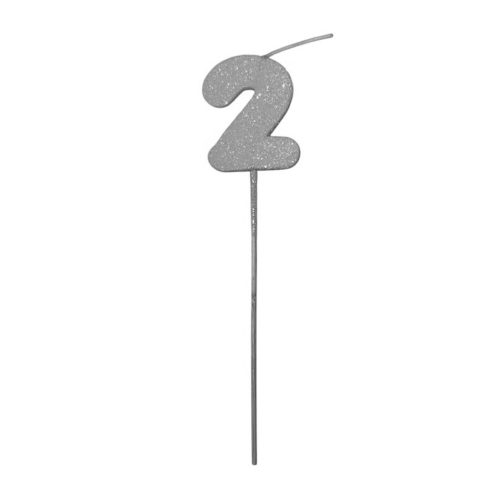 Pinche Vela Gibre Goma Eva Numero 2 Plateado TKS x1 Unidad
