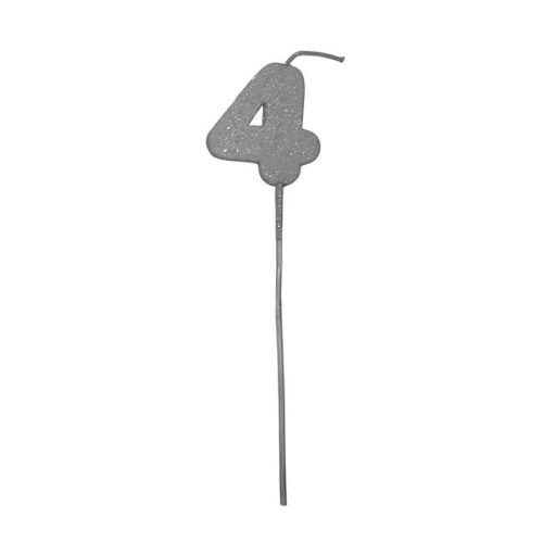 Pinche Vela Gibre Goma Eva Numero 4 Plateado TKS x1 Unidad