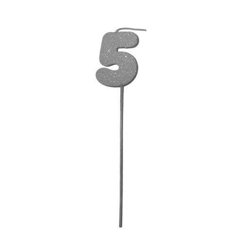 Pinche Vela Gibre Goma Eva Numero 5 Plateado TKS x1 Unidad