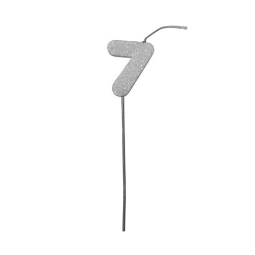 Pinche Vela Gibre Goma Eva Numero 7 Plateado TKS x1 Unidad