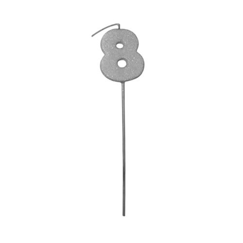 Pinche Vela Gibre Goma Eva Numero 8 Plateado TKS x1 Unidad