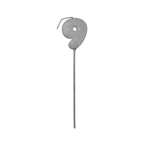 Pinche Vela Gibre Goma Eva Numero 9 Plateado TKS x1 Unidad