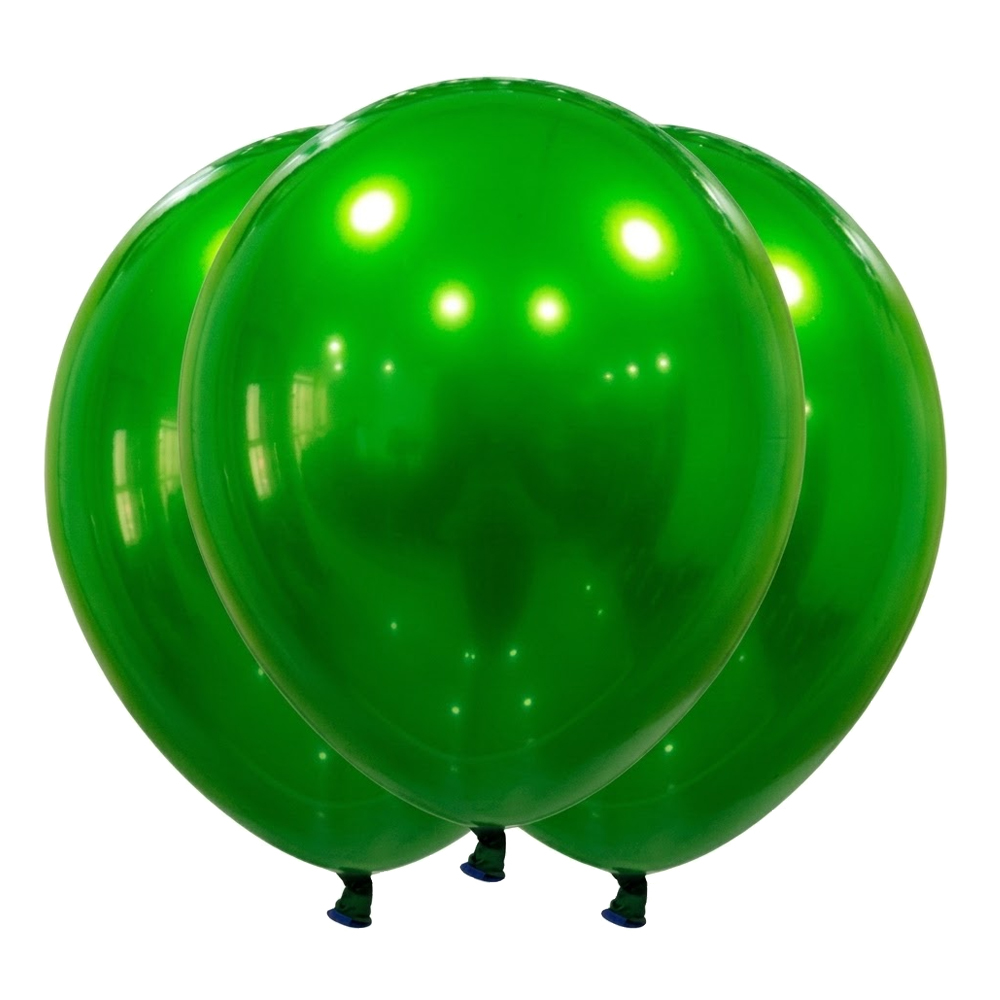Globo Globby Liso Cromo Titanio 12 Pulgadas Verde Claro x10u