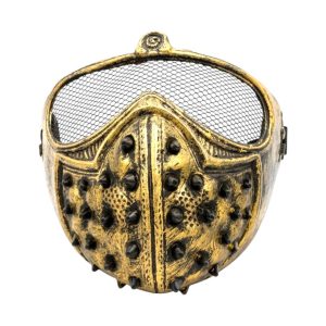Mascara Rígida con Tachas Dorado x1 Unidad