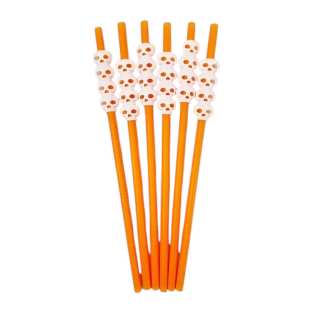 Sorbete Plástico Halloween Calavera Naranja x6 Unidades