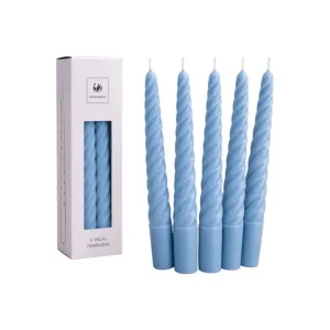 Vela Iluminarte Torneada Celeste 20 cm x6 Unidades