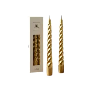 Vela Iluminarte Torneada Dorada 20 cm x6 Unidades