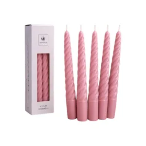 Vela Iluminarte Torneada Rosa 20 cm x6 Unidades