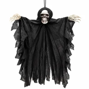 Adorno Colgante Calavera con Manto Negro 30 cm