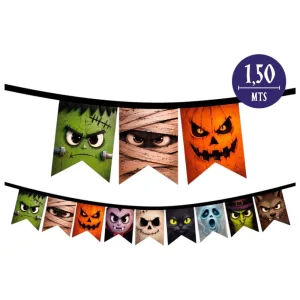Banderín Halloween Clásico Dos Puntas N°7 x1 Unidad