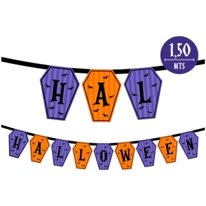 Banderín Halloween N°9 Clásico Ataud x1 Unidad