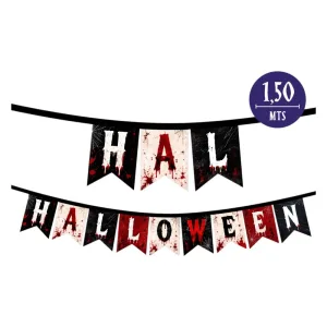 Banderín Halloween Terror N°1 Dos Puntas x1 Unidad