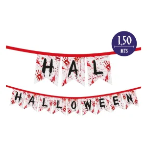 Banderín Halloween Terror N°2 Dos Puntas x1 Unidad