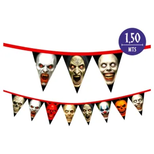Banderín Halloween Terror N°4 Triangular x1 Unidad