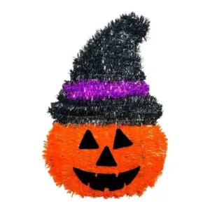 Calabaza con Gorro Embrujada Tinsel - 22x35cm x1 Unidad