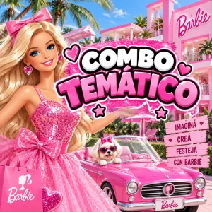 Combo Decorativo Temático Para Cumpleaños Infantil – BARBIE – 10 a 15 Invitadas