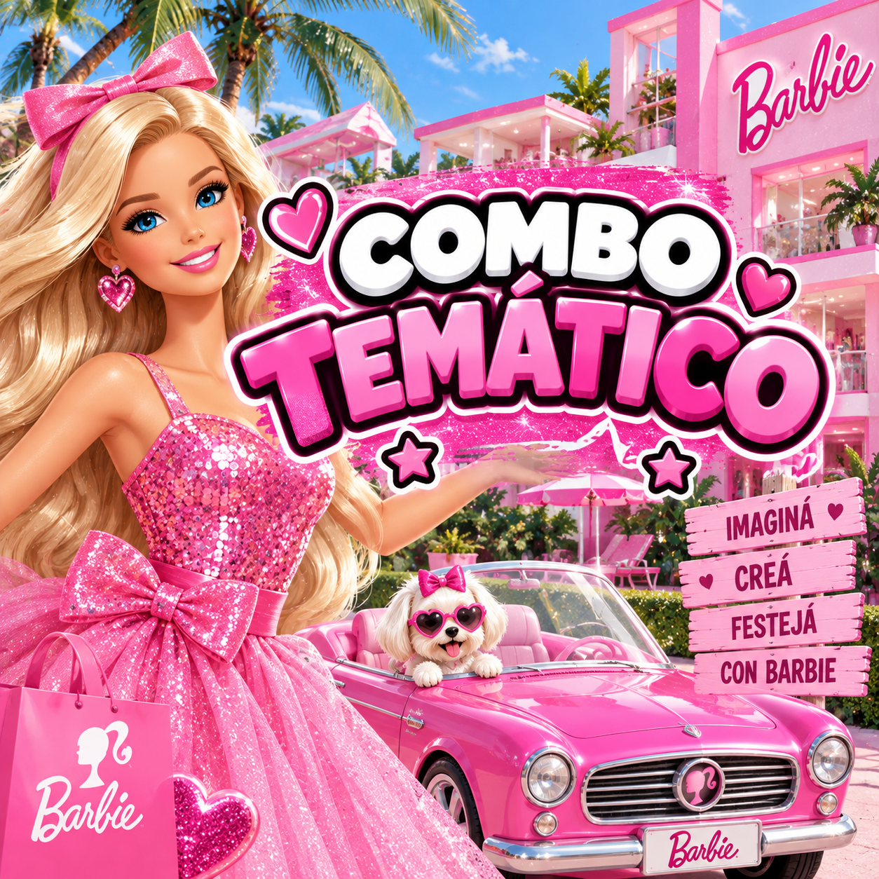 Combo Decorativo Temático Para Cumpleaños Infantil – BARBIE – 10 a 15 Invitadas