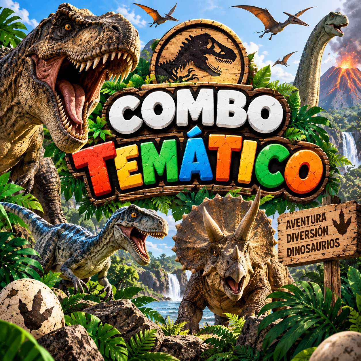 Combo Decorativo Temático Para Cumpleaños Infantil – DINOSAURIOS – 15 a 25 Invitados