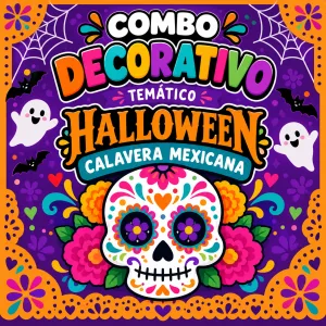 Combo Decorativo Temático Para Cumpleaños Infantil – HALLOWEEN CALAVERA MEXICANA – 15 Invitados